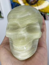 Load image into Gallery viewer, Banded Green Calcite Skull
