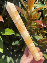 Load image into Gallery viewer, Orange Banded Calcite Wand Point #C
