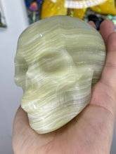 Load image into Gallery viewer, Banded Green Calcite Skull
