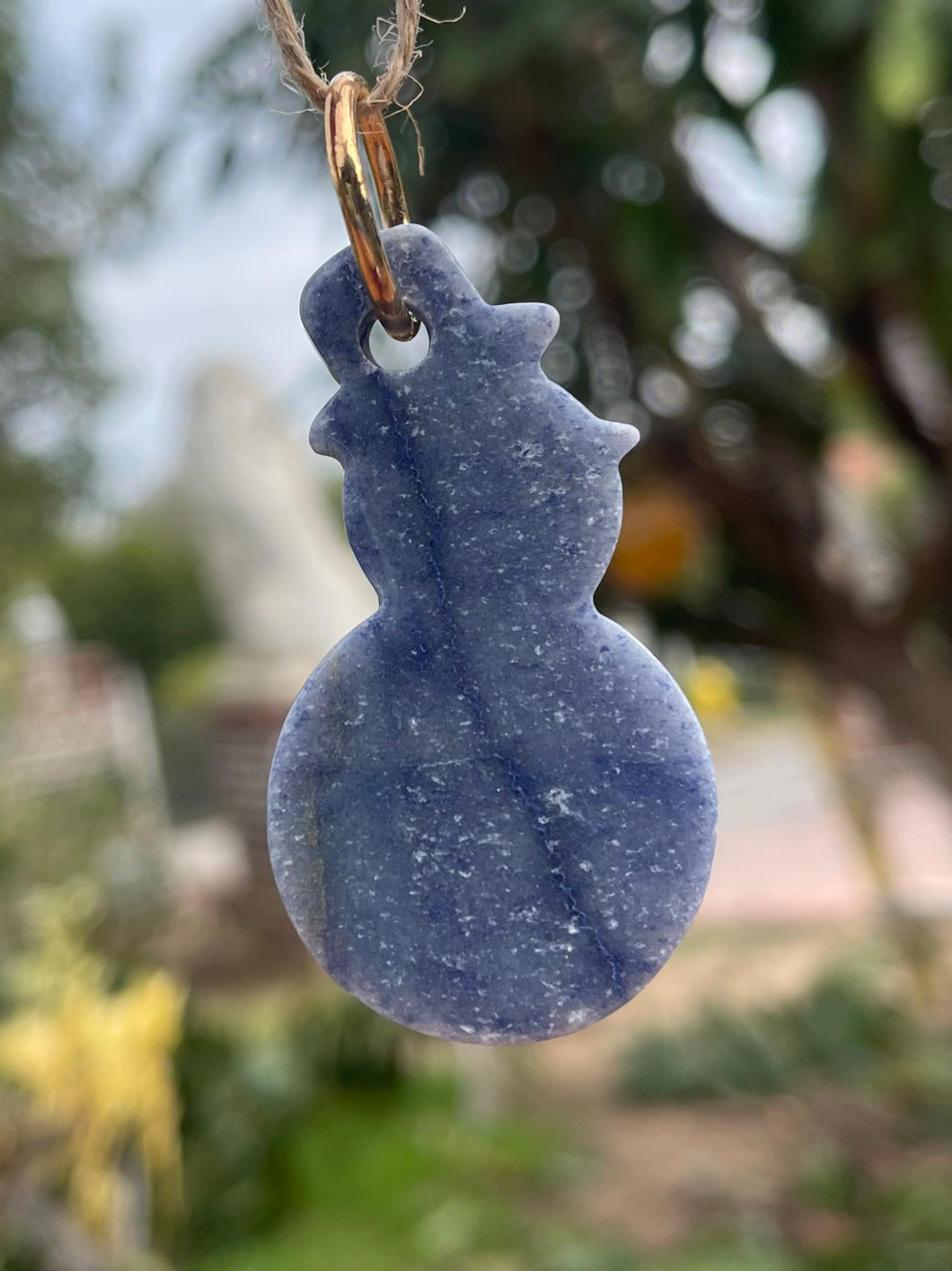 Blue Aventurine Snowman Ornament