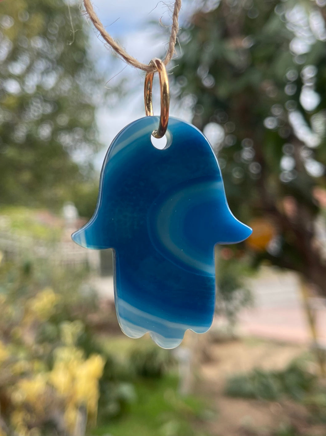 Blue Agate Hamsa Ornament