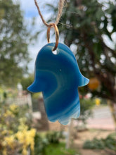 Load image into Gallery viewer, Blue Agate Hamsa Ornament
