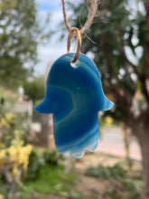 Load image into Gallery viewer, Blue Agate Hamsa Ornament
